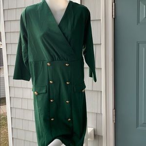 Emerald green dress.